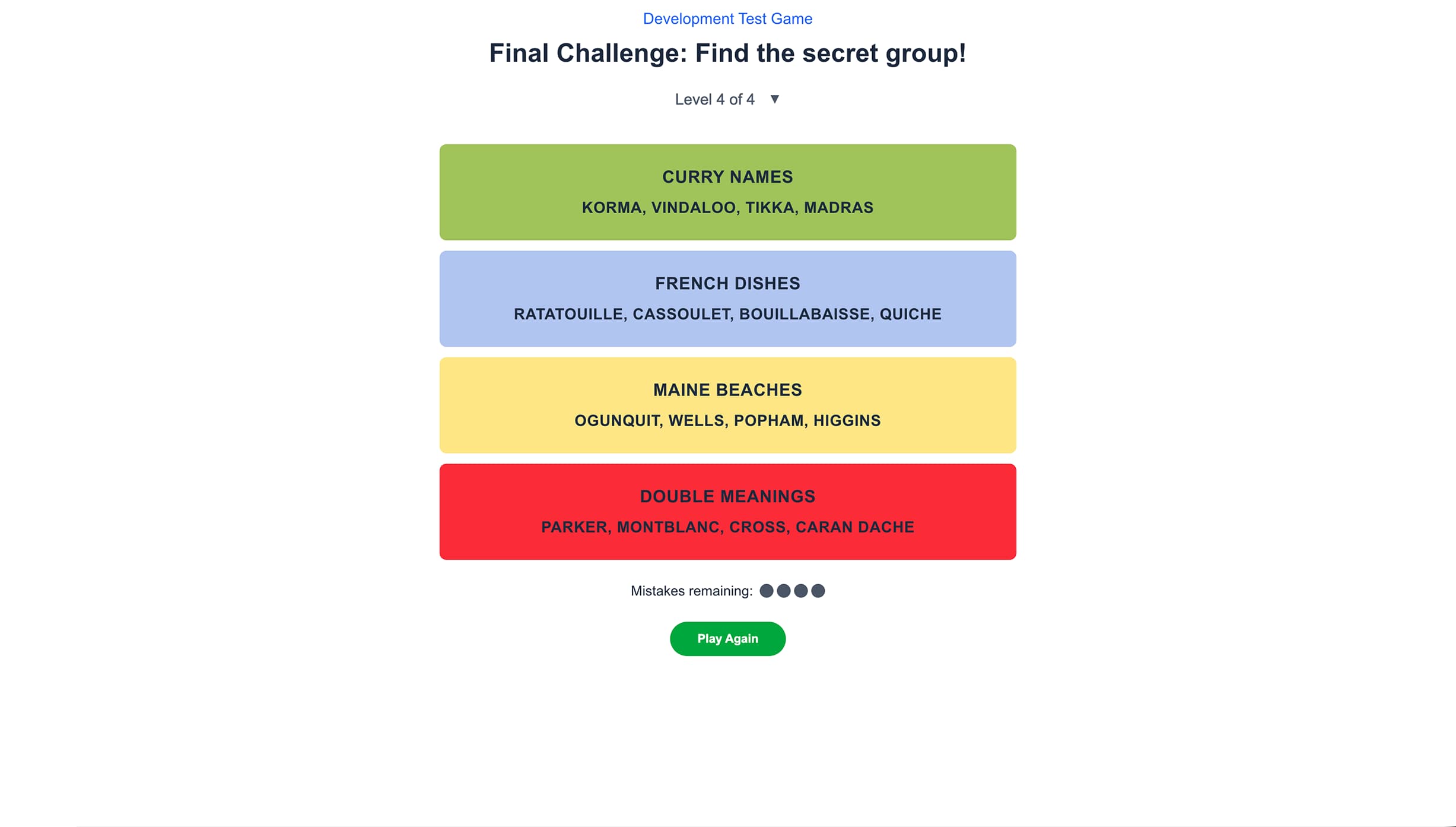 Connections Plus game interface